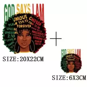 Black Queen Iron-On Heat Transfer Print-On T-Shirt Hoodies Patches For Clothing African Lady Glitter Thermal Sticker Applique - TH3306-33